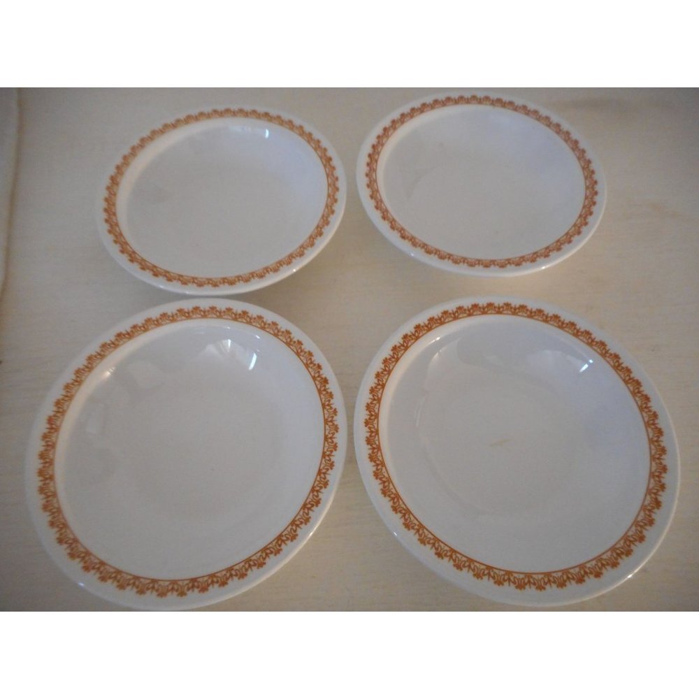 Vintage 1970s  Set of 4 COR79 Brown Trim Berry Dessert Bowls Pyroceram by Cornin